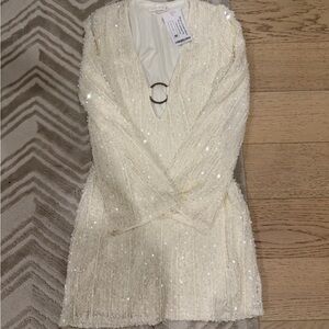 12th Tribe Cream Sequin Dress